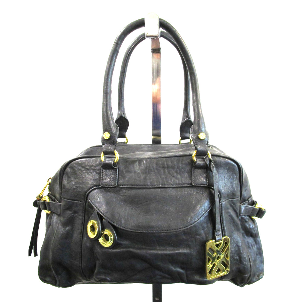 Joelle Hawkens Black Leather Satchel Handbag